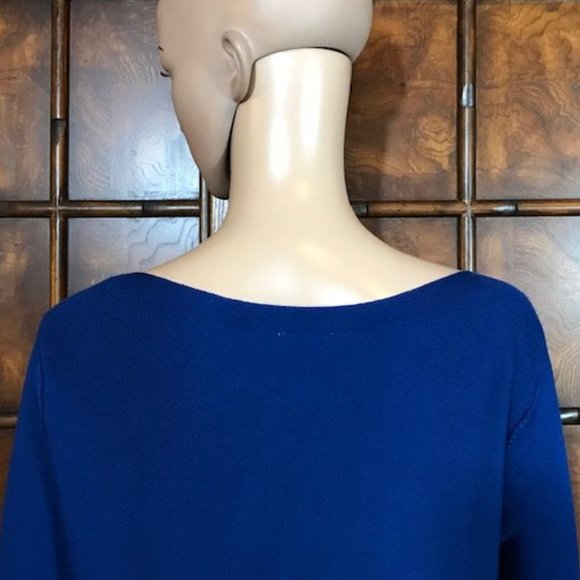 Chico's Imperial Blue Ombre Bateau Curved Hem Sweater - Picture 8 of 12